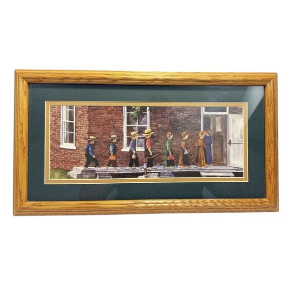 Amish Schoolhouse Professionally Matted & Wood Framed Print Rectangular Picture - Picture 3 of 16